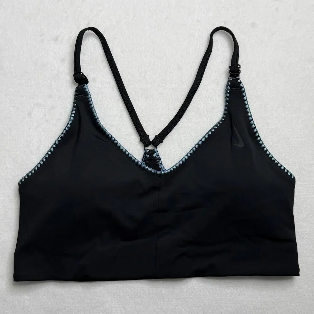 Nike Bra Womens Small Black Sports Crochet Edge Wireless Adjustable CZ7665-010